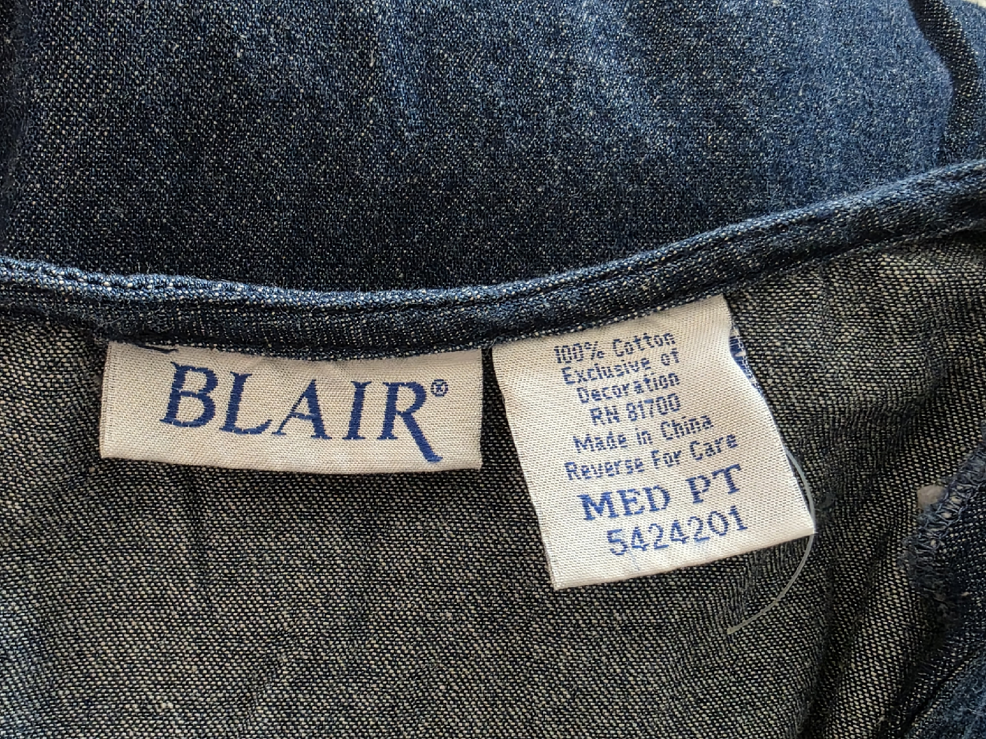 Vintage Blair Embroidered Floral Denim Dress Cottage Size M - photo 4