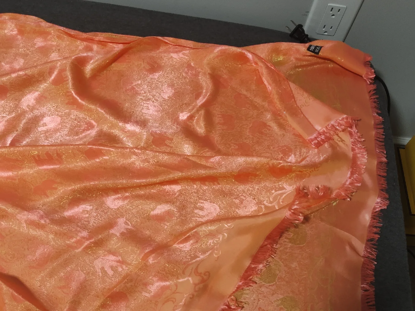 Peach/Gold Elephant Print Throw Blanket image indicator(5)