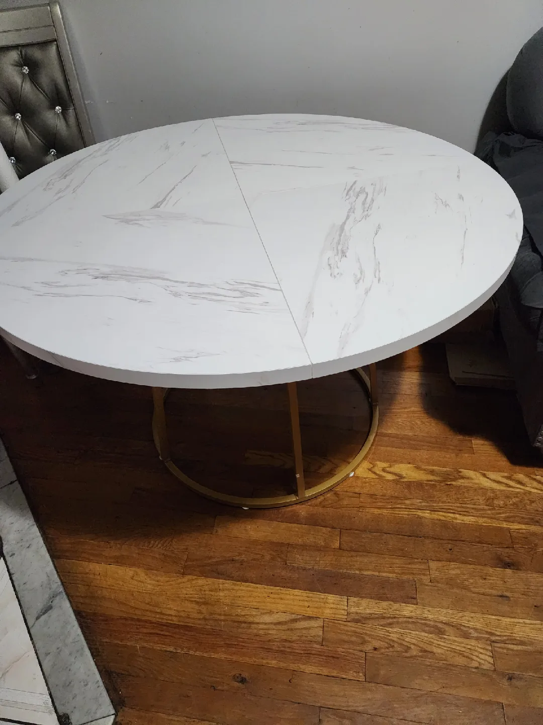 Round Faux Marble Top Dining Table thumbnail