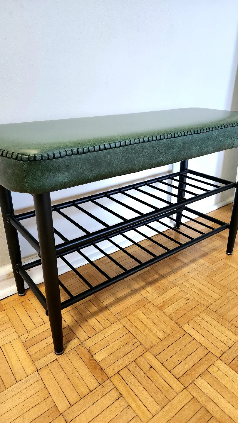 3-level 32' Green Leather Padded Bench Storage *new image indicator(2)