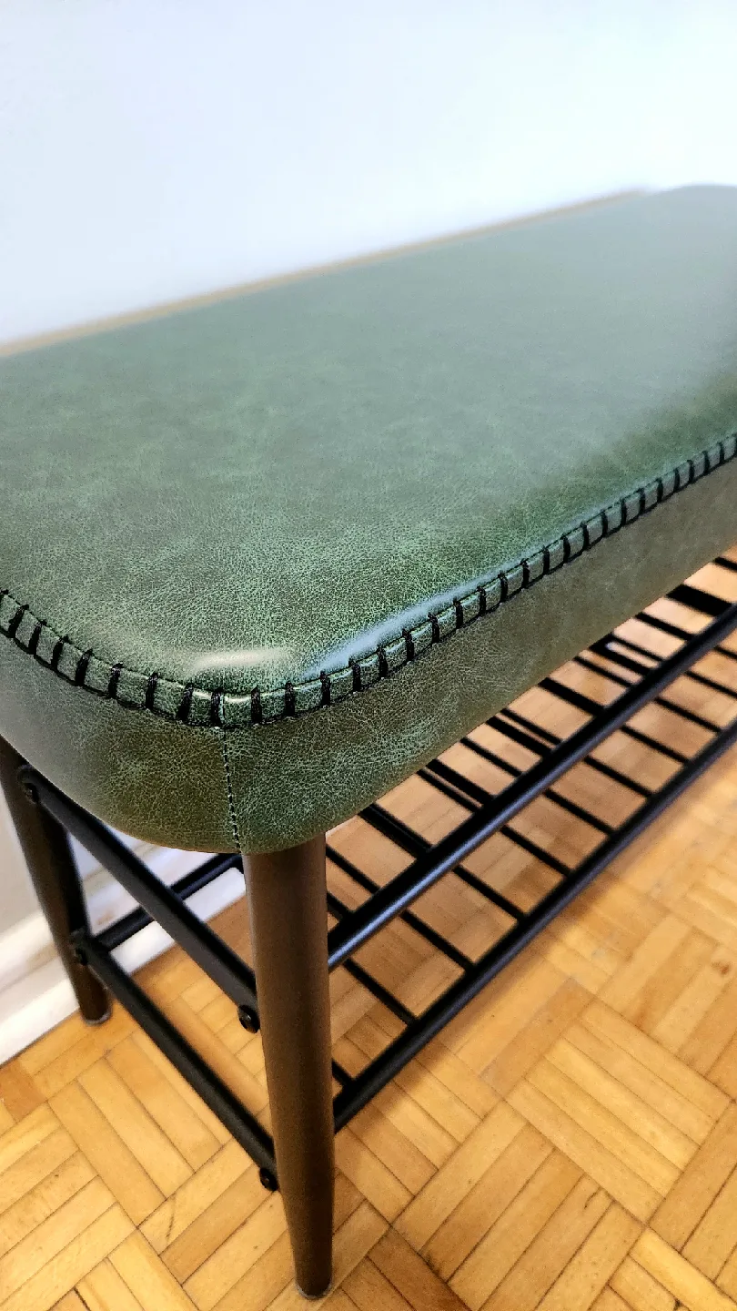 3-level 32' Green Leather Padded Bench Storage *new image indicator(3)