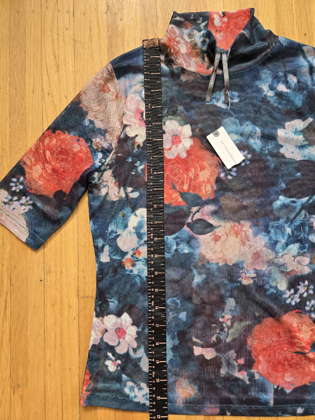 Anthropologie Floral Print Mesh Top - Size Extra Small - photo 5