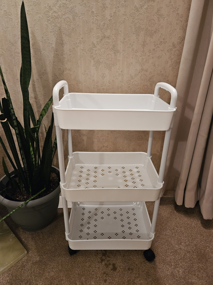 White 3-Tier Rolling Cart