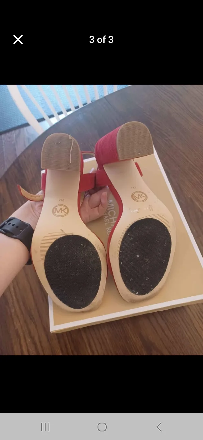 Michael Kors Red Block Heel Sandals - Size 7 image indicator(3)