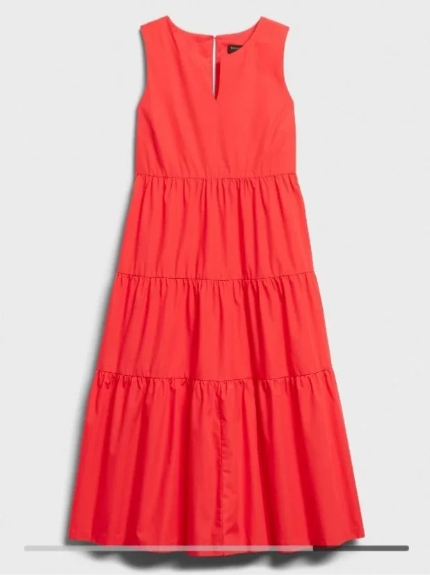 NWT Banana Republic Organic Cotton Tiered Midi Dress image indicator(4)