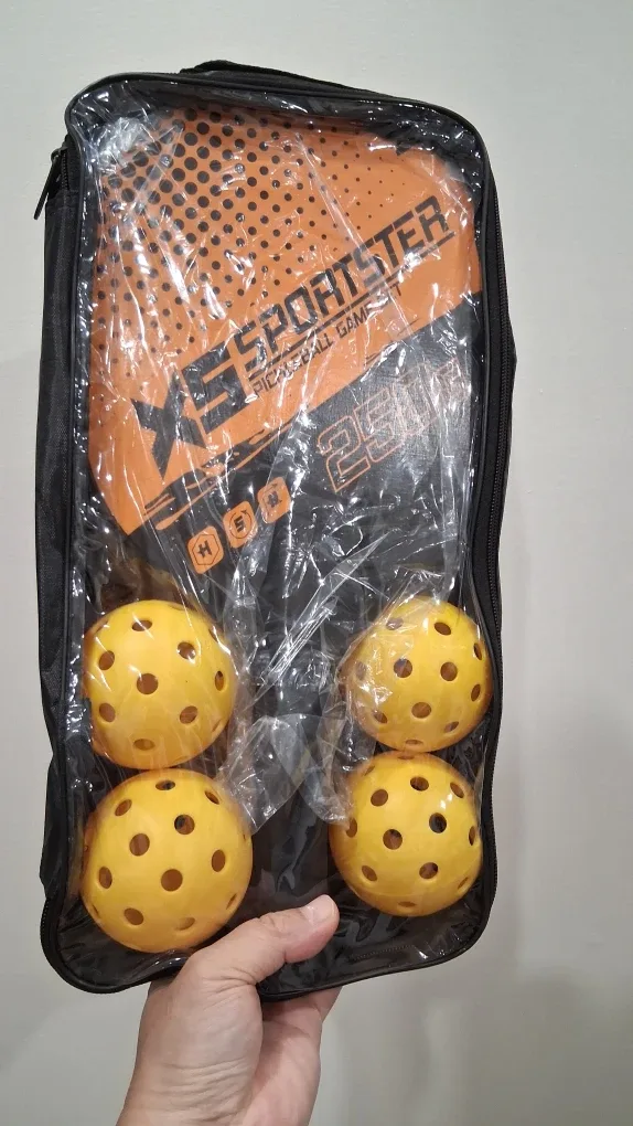 NEW Set 2 Pickleball Rackets + 4 Balls + 1 Carrying Bag thumbnail
