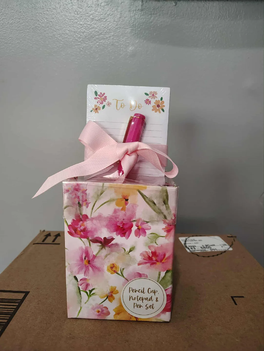 Floral Pencil Cup, Notepad & Pen Set - New thumbnail