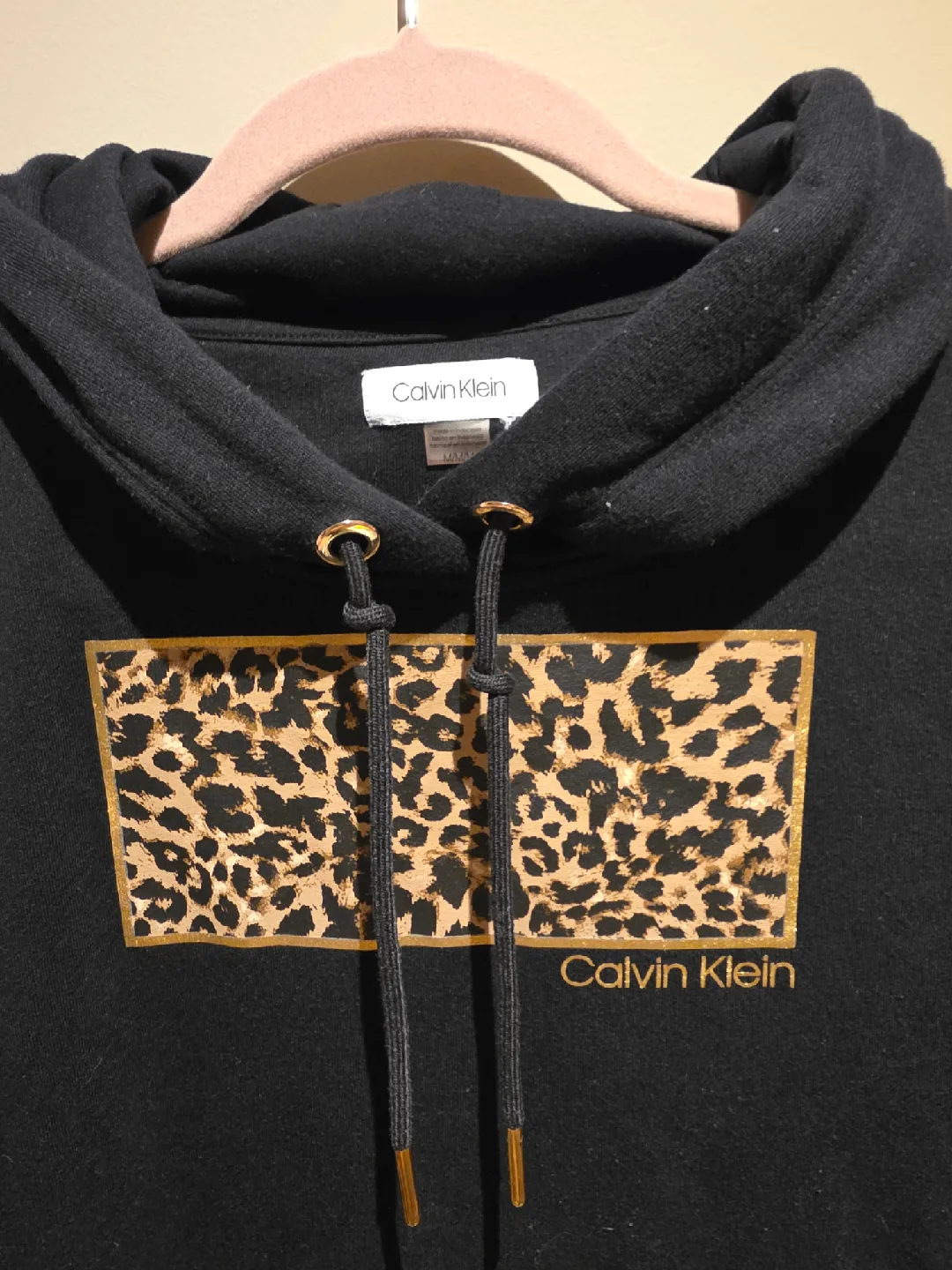 Calvin Klein Black Leopard Print Hoodie Dress - M/M image indicator(2)