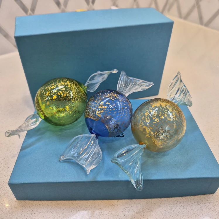 Art Glass Candies 3 Hand Blown 24k gold