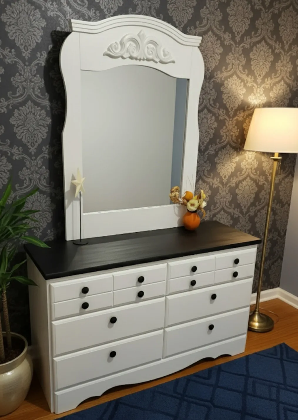 White Dresser with Mirror