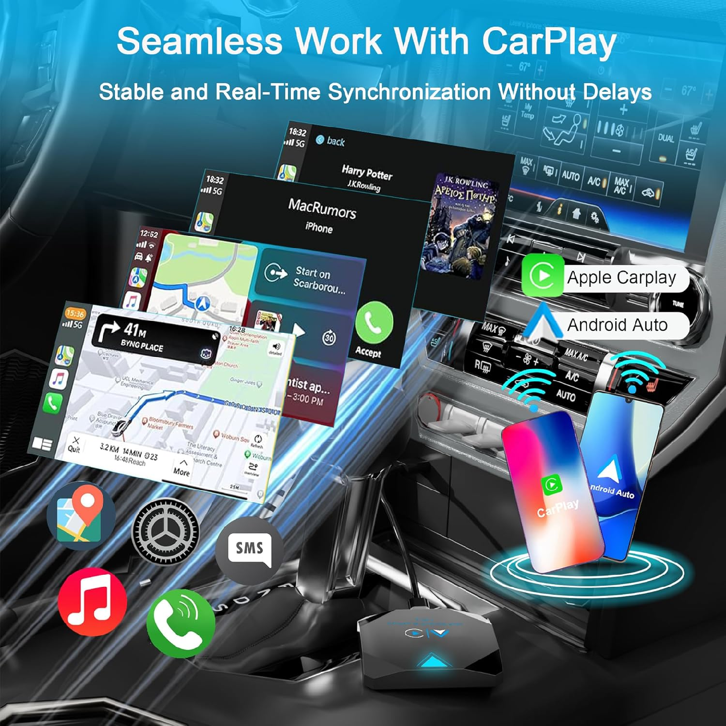 Android Auto Wireless Adapter, 2 in 1 Wireless CarPlay Adapter - photo 5
