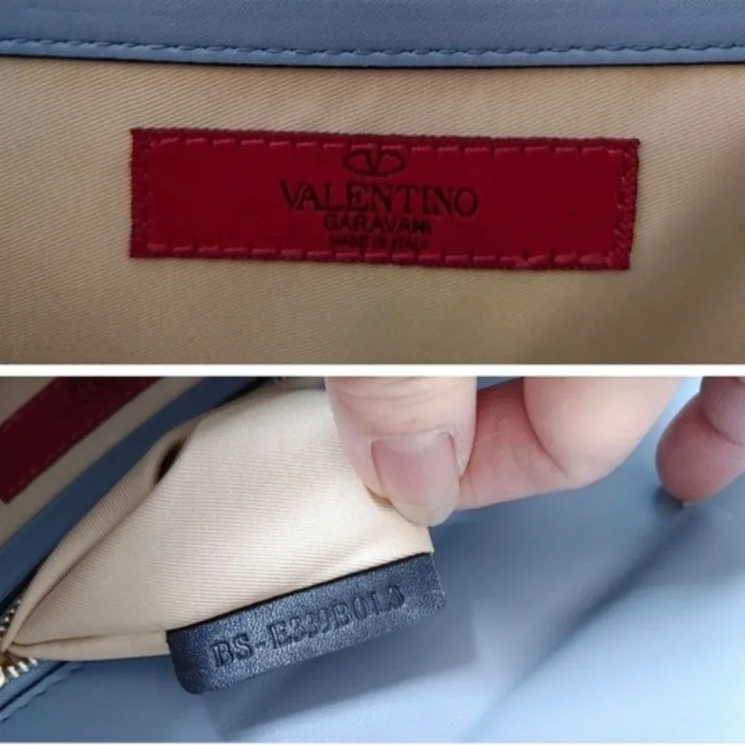 Valentino Garavani Blue Leather Rockstud Bag image indicator(6)