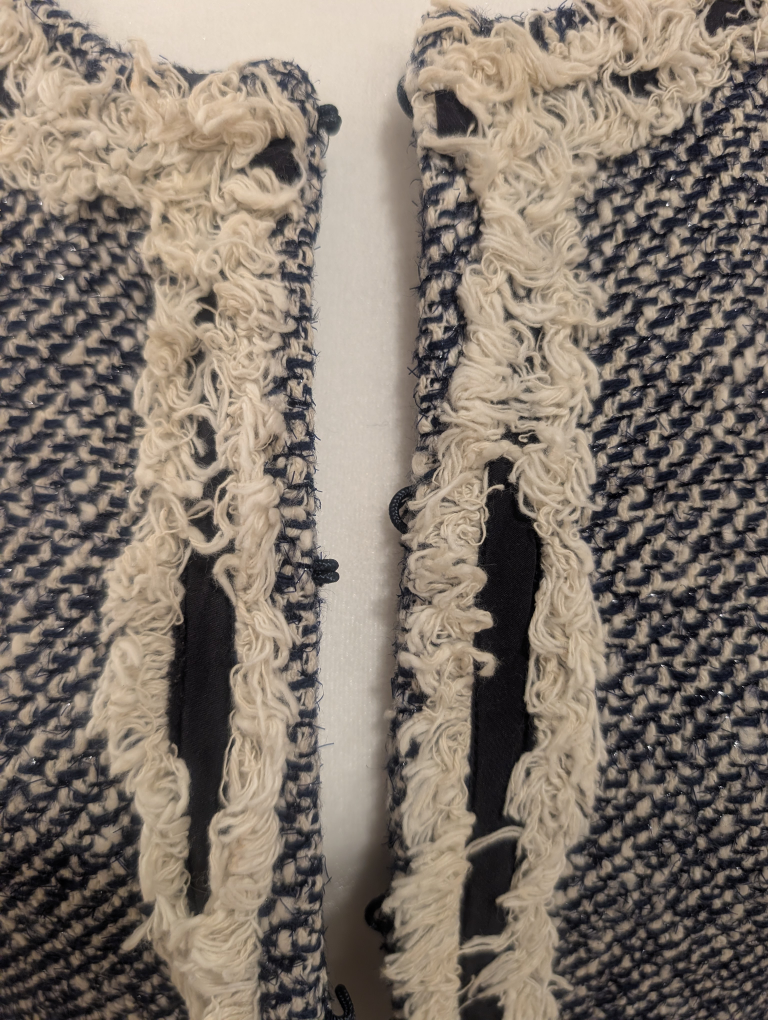 Tory Burch Blue and Cream Tweed Jacket Size 8 - photo 3