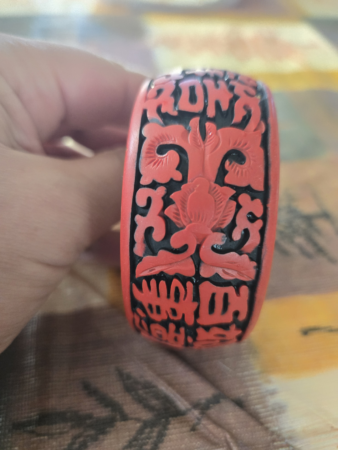 Red Lacquer Cinnabar Luck Bangle