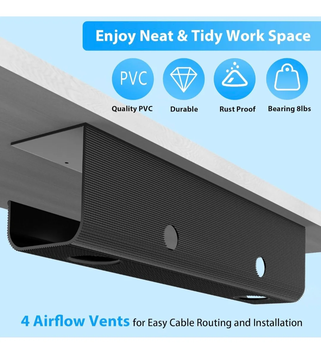 2 Pack Cable Management Under Desk image indicator(5)