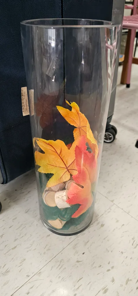 Tall Glass Vase with Fall Leaves ❤️ thumbnail