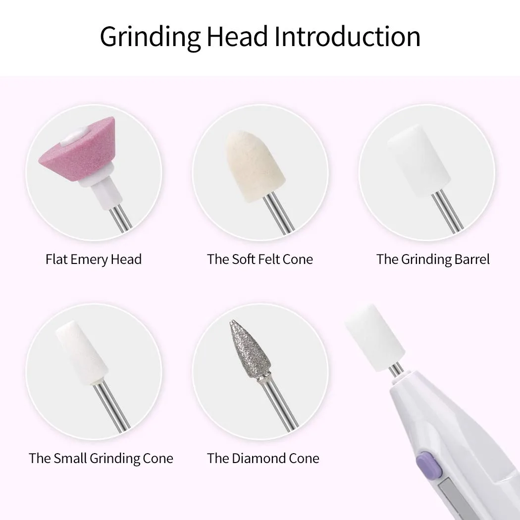 Nail Drill,Aniwon Portable Nail Drill File Kit for Acrylics image indicator(5)