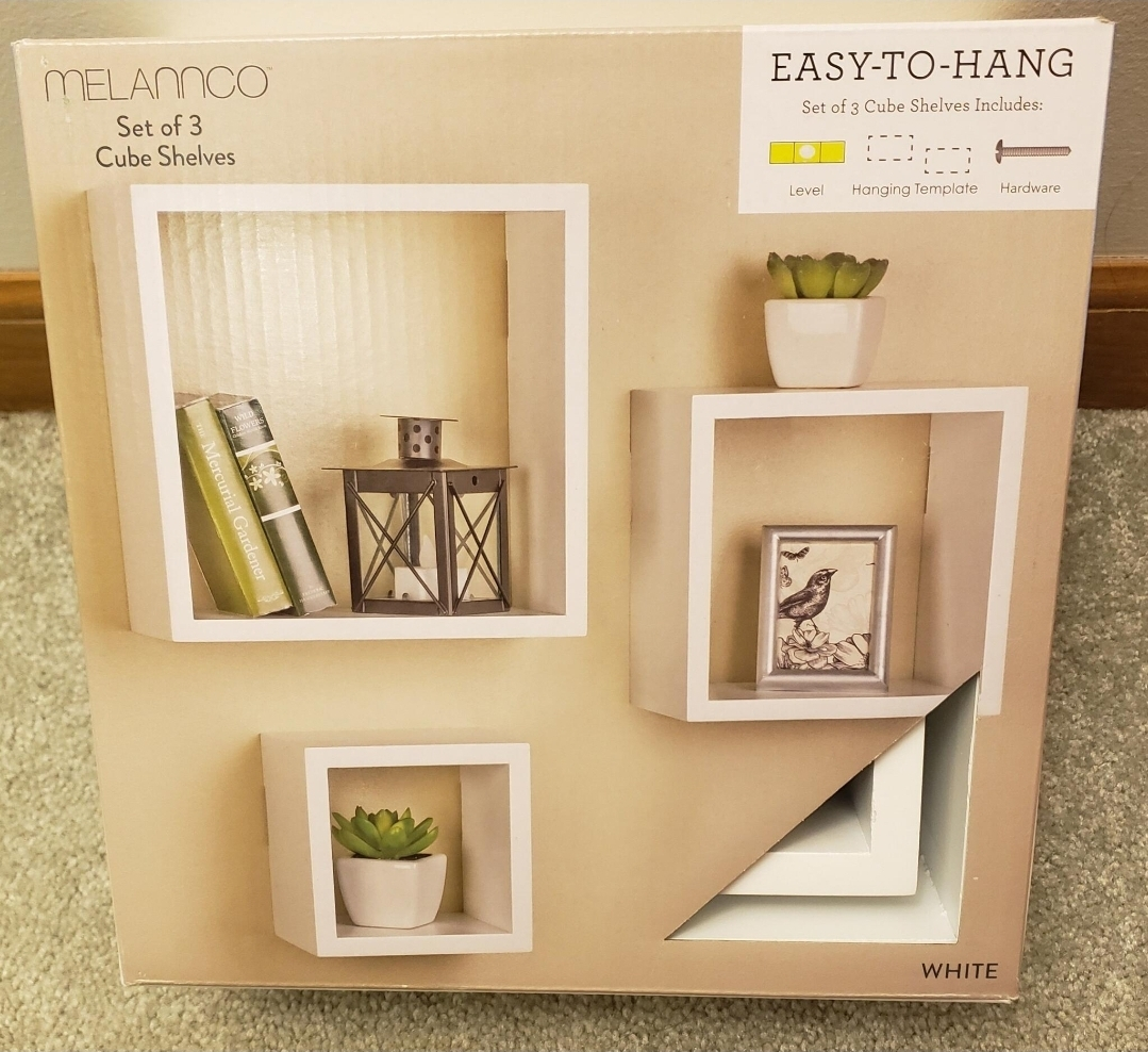Melannco Set of 3 White Cube Shelves - Easy to Hang