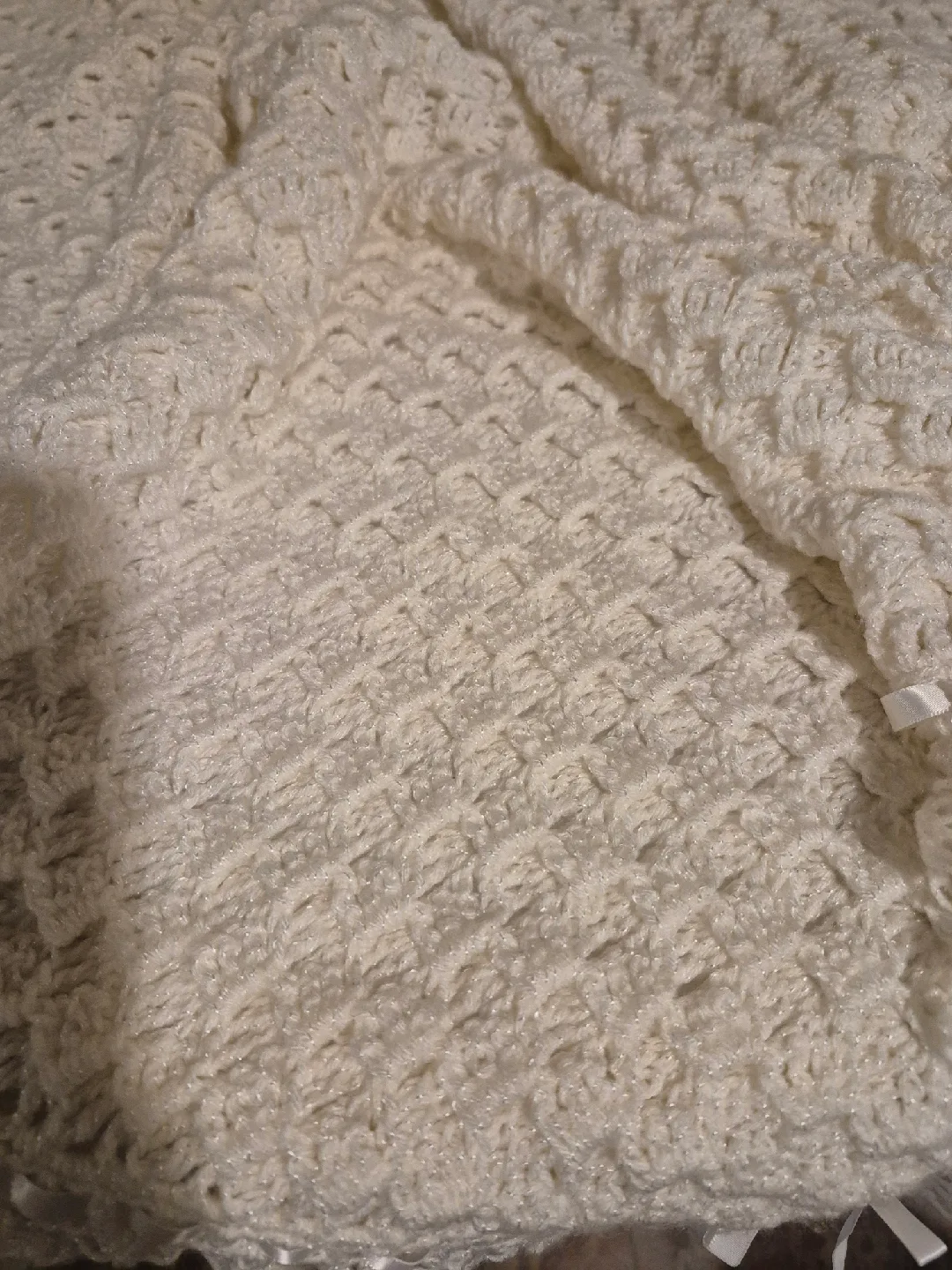 Handmade Crochet Baby Blanket - white image indicator(2)