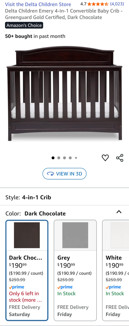 Delta Children Emery 4-in-1 Convertible Crib - Dark Chocolate - photo 4