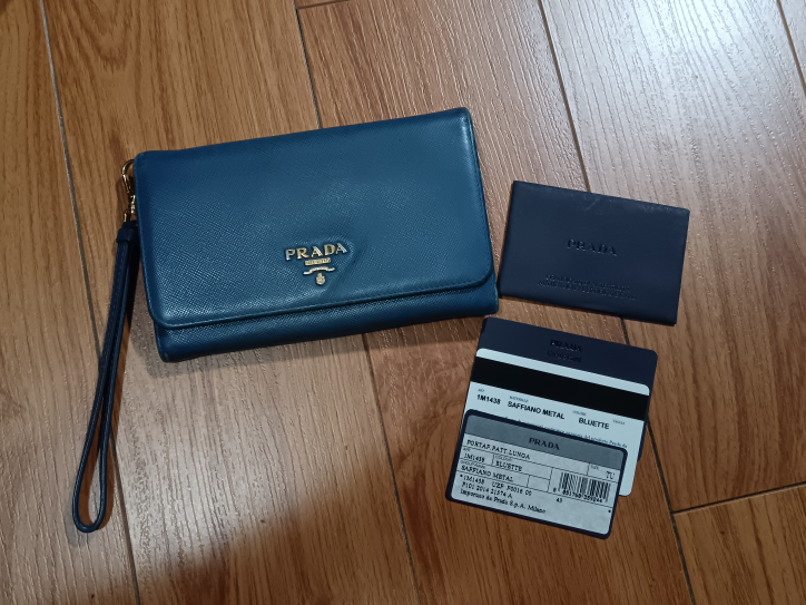Prada Saffiano Metal Bluette Wallet