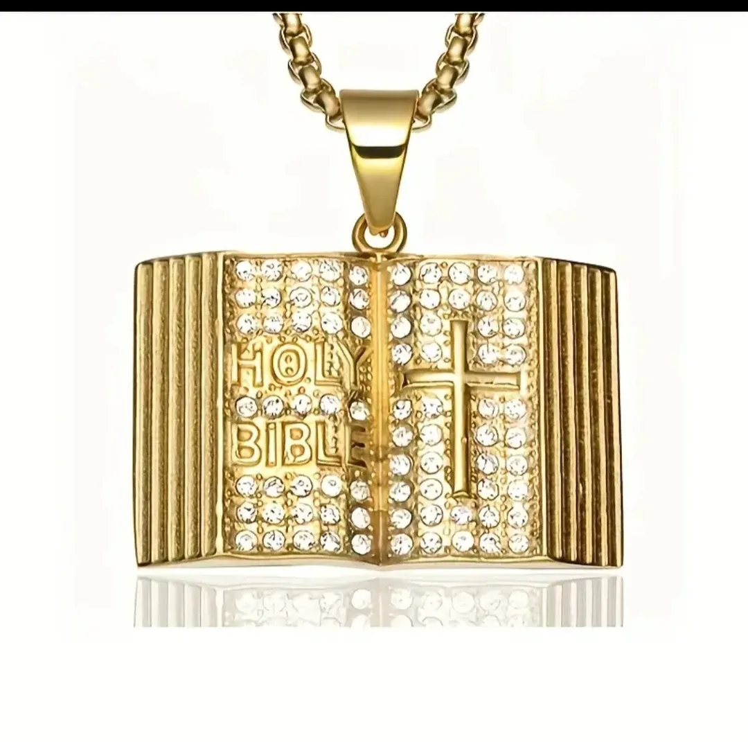 Gold Holy Bible Pendant Necklace image indicator(2)