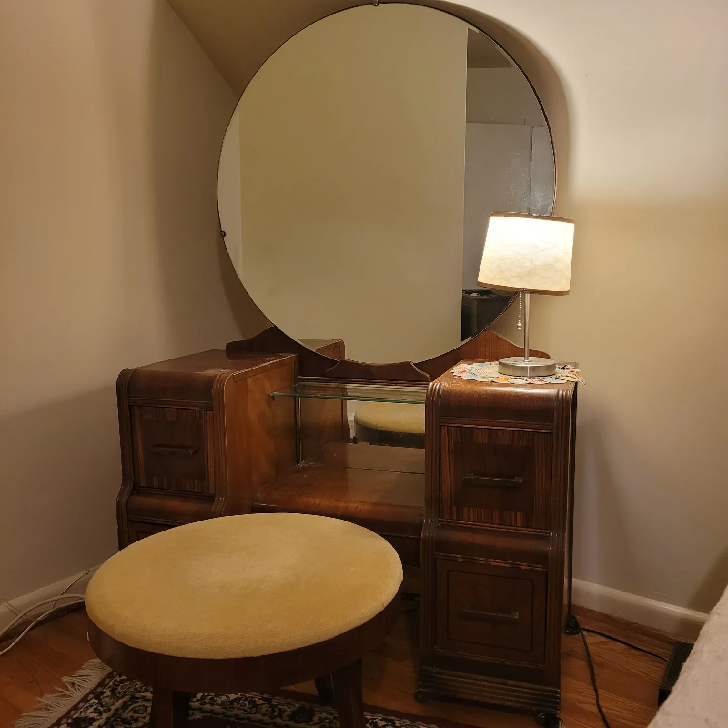 Antique Waterfall Bedroom Set - Armoire, Dresser, Nightstand image indicator(2)