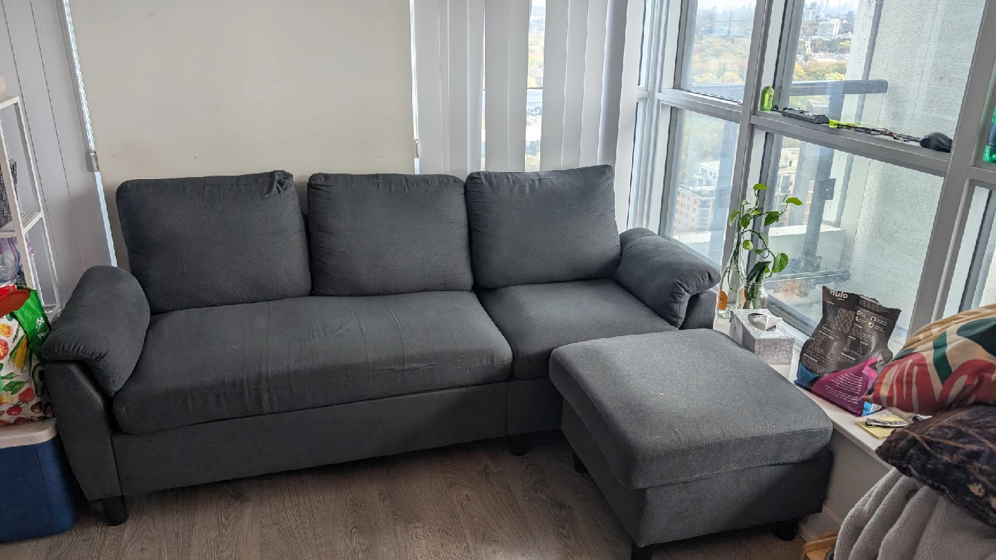 Grey Sofa and Ottoman Set