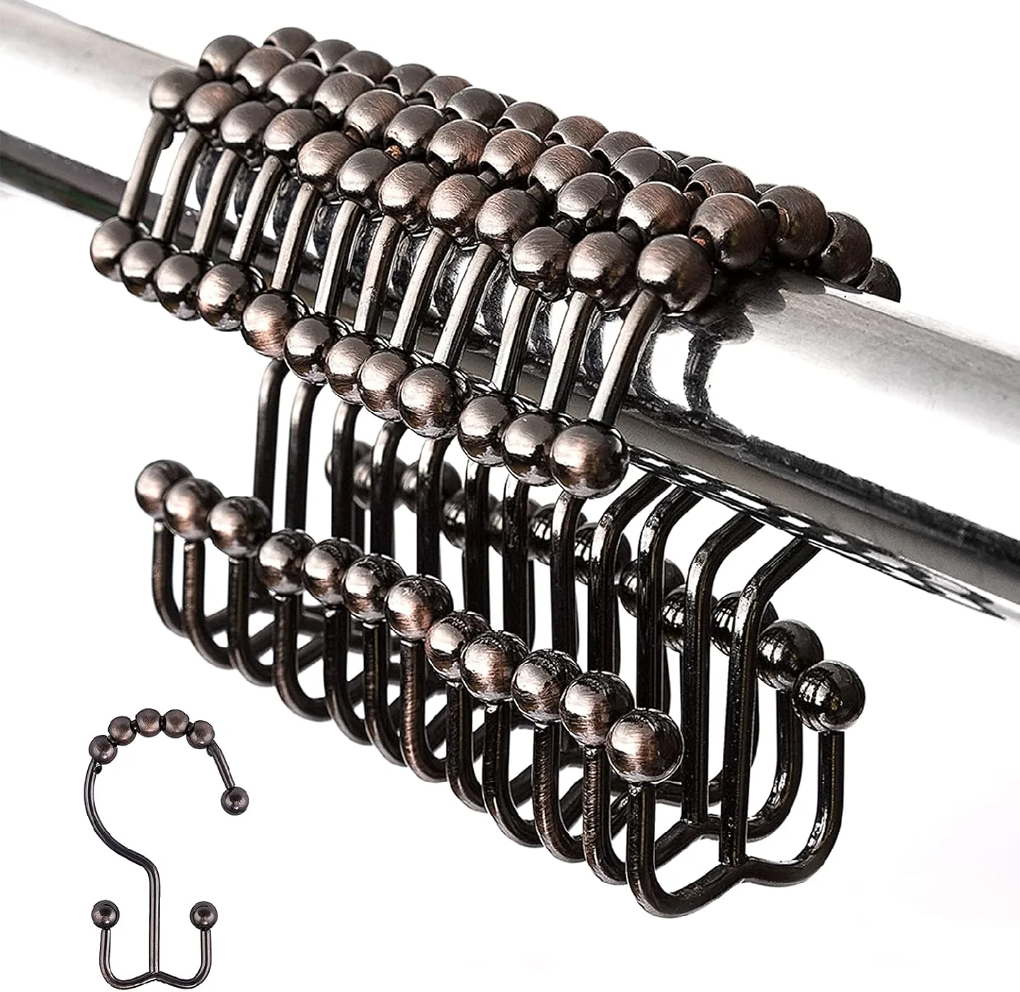 Cosfy Double Roller Shower Curtain Hooks thumbnail