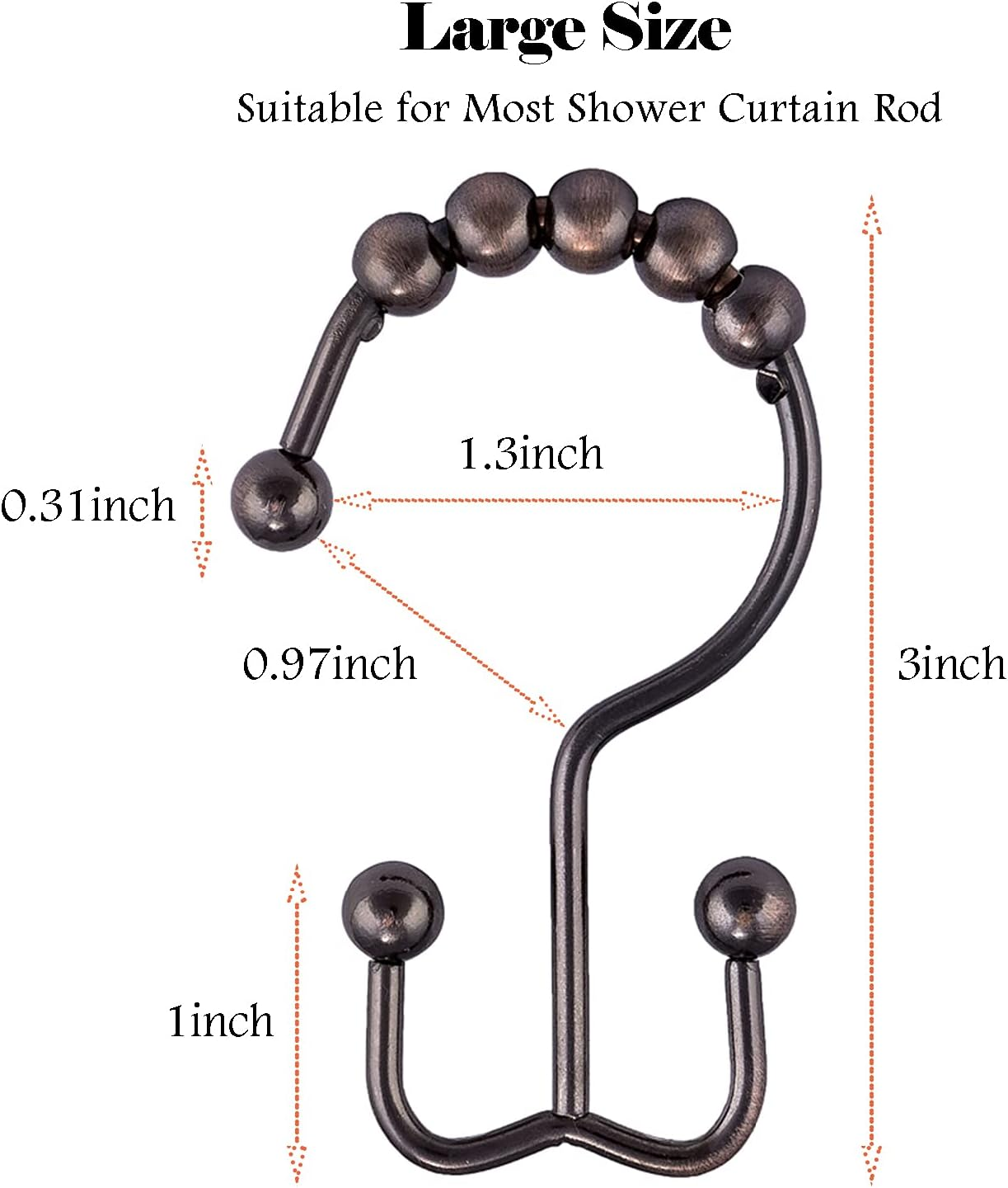 Cosfy Double Roller Shower Curtain Hooks - photo 2