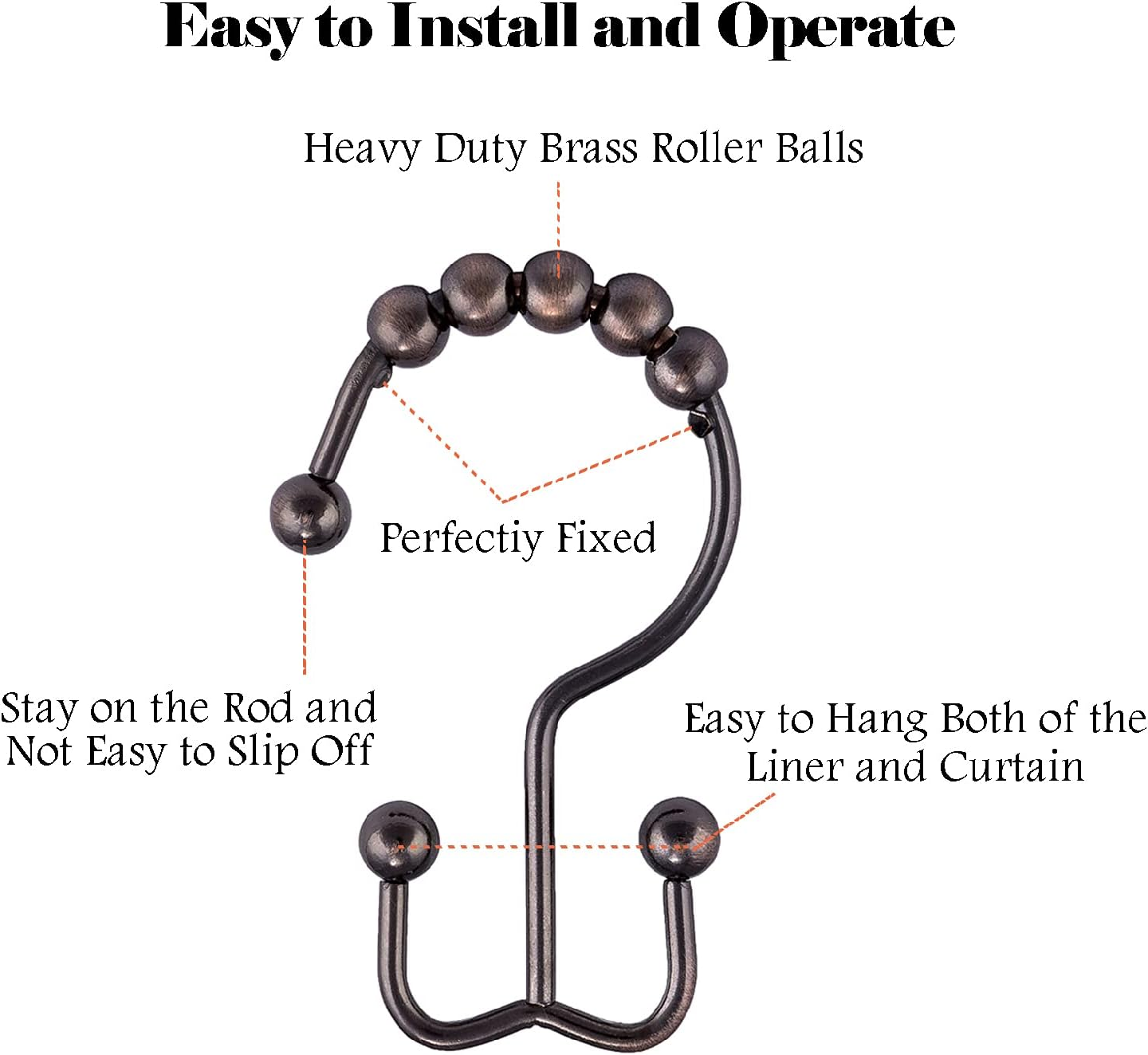 Cosfy Double Roller Shower Curtain Hooks - photo 3
