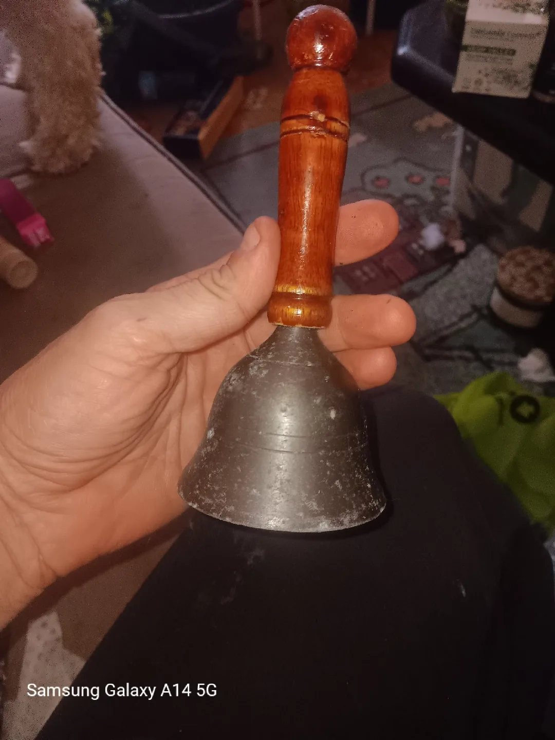 Vintage Hand Bell with Wood Handle thumbnail