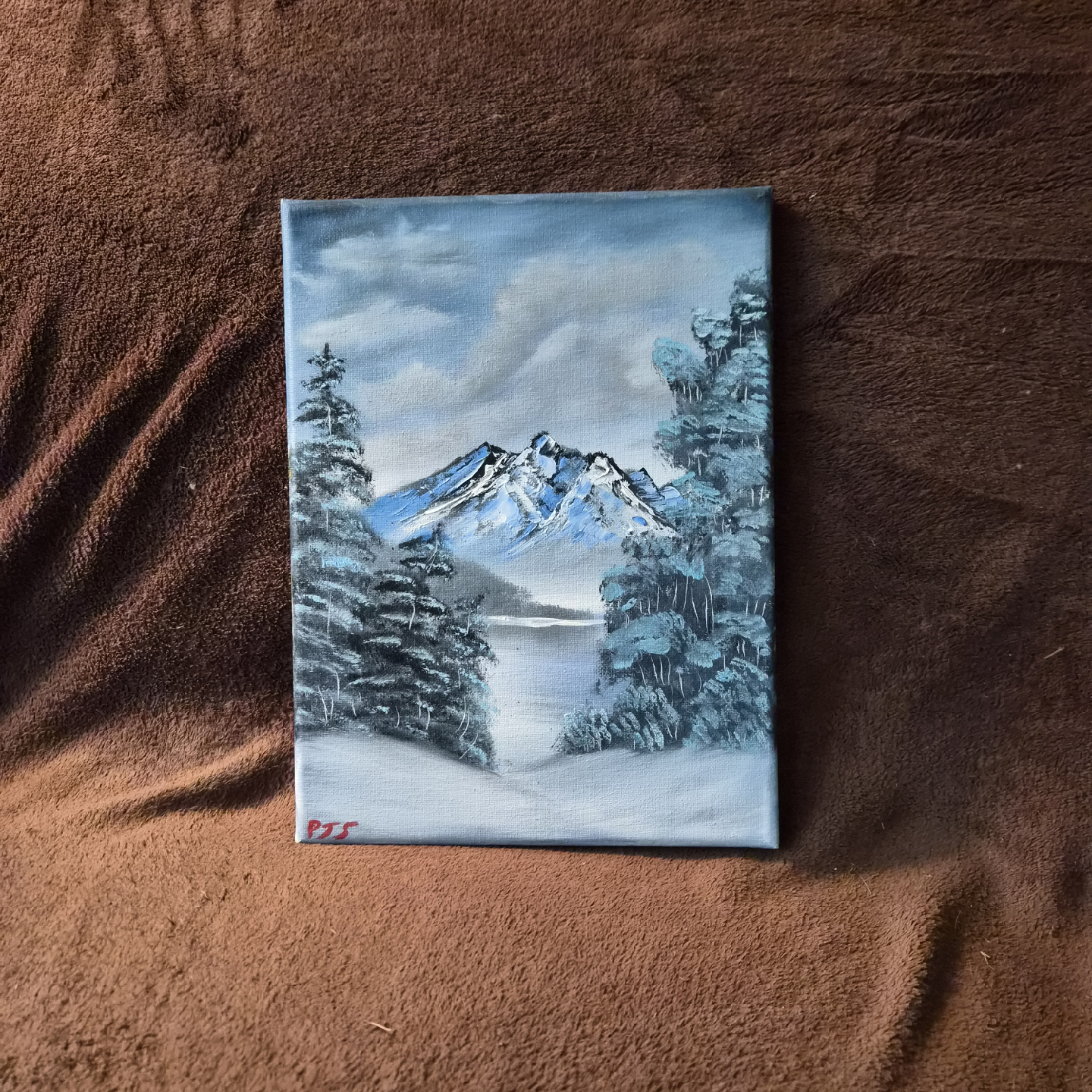 Mountain and Trees Painting Bob Ross Inspired.