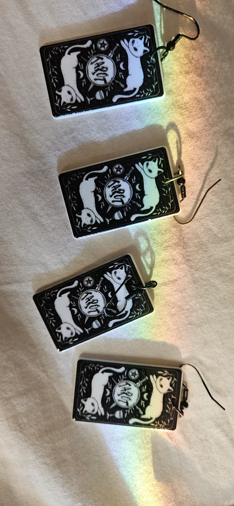 Tarot Card Cat Earrings - Death & Moon image indicator(2)