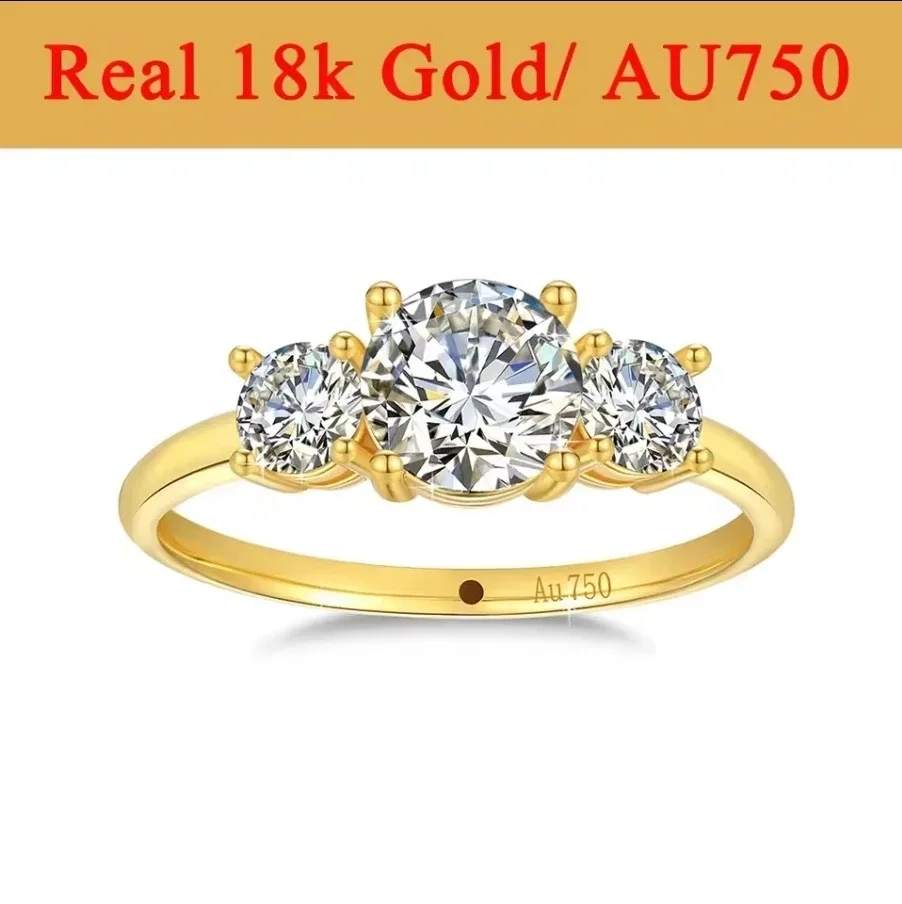 18k Gold Ring with Moissanite stones image indicator(2)