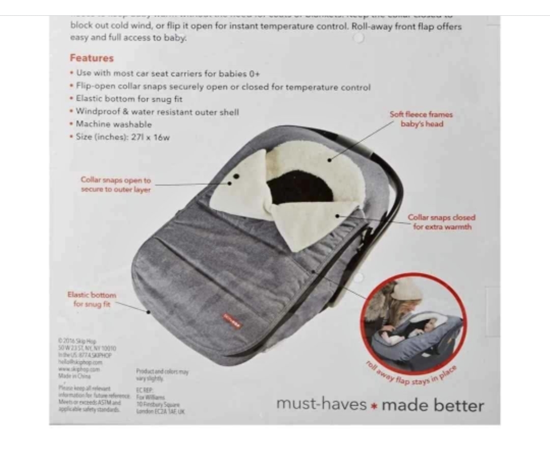 Skip Hop Stroll & Go Car Seat Cover - Heather Grey - photo 3