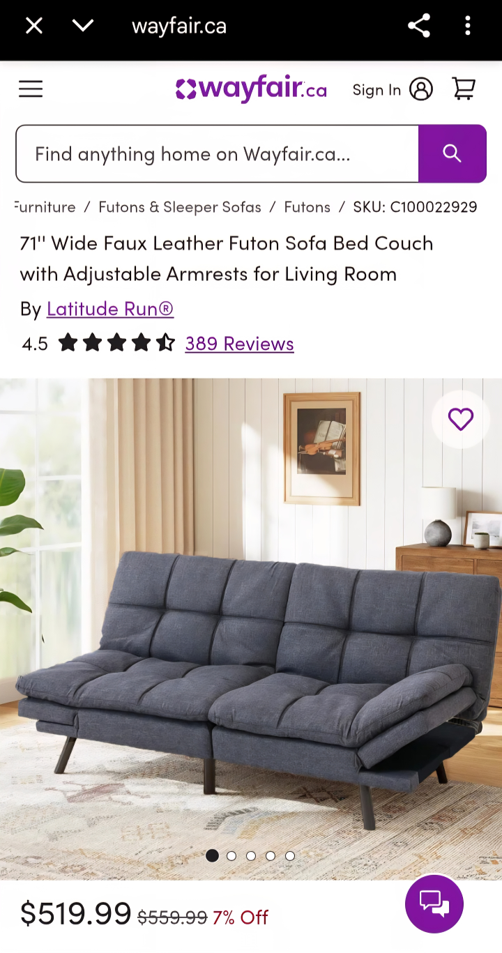 Latitude Run 71" Wide Futon Sofa Bed Couch - photo 3
