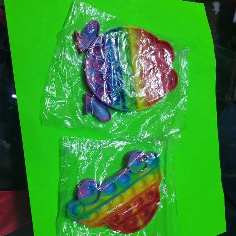 Rainbow Turtle & Spaceship Pop It Fidget Toys - New