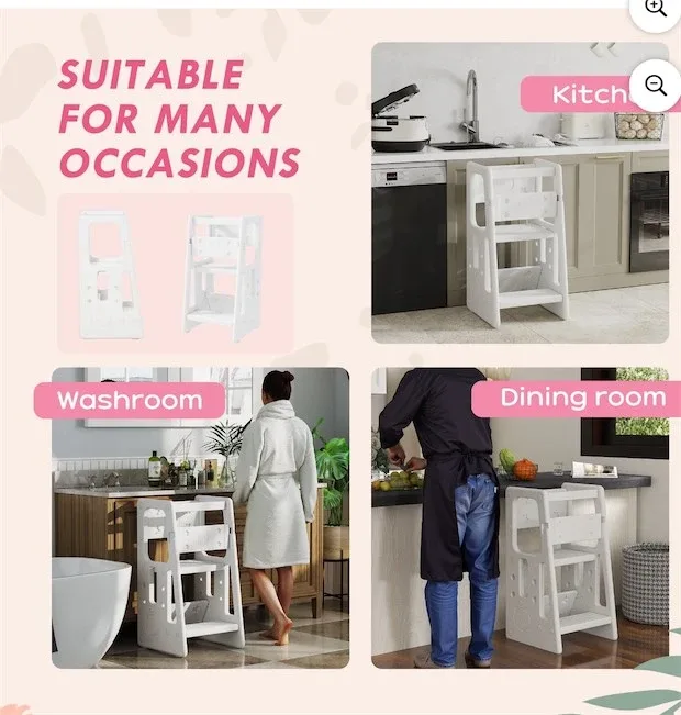 BRAND NEW - Qaba Toddler Kitchen Helper 2 Step Stool image indicator(2)