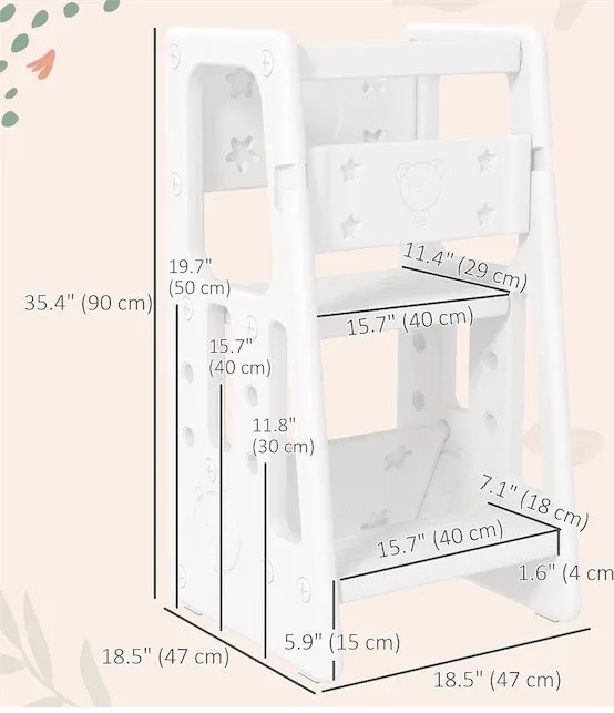 BRAND NEW - Qaba Toddler Kitchen Helper 2 Step Stool image indicator(3)