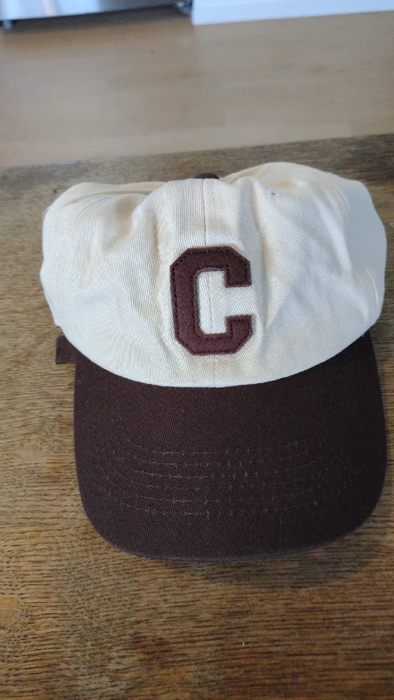 Vintage Style Baseball Cap - Cream & Brown thumbnail