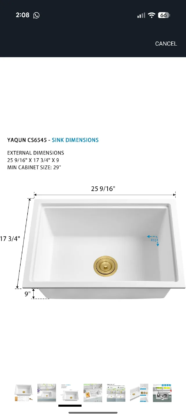 YAQUN CS6545 White Kitchen Sink image indicator(3)