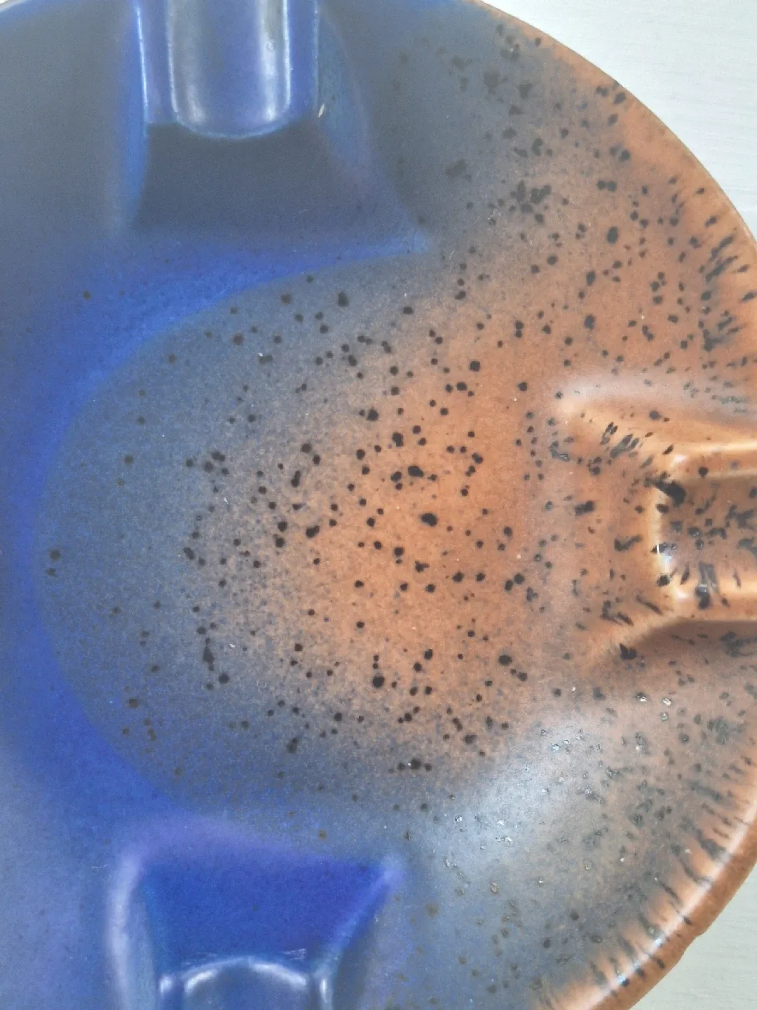 Vintage German Ashtray - Blue & Brown Lava Glaze image indicator(2)