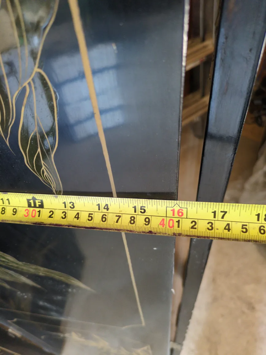 Vintage Black Lacquered Floral Room Divider Screen image indicator(2)