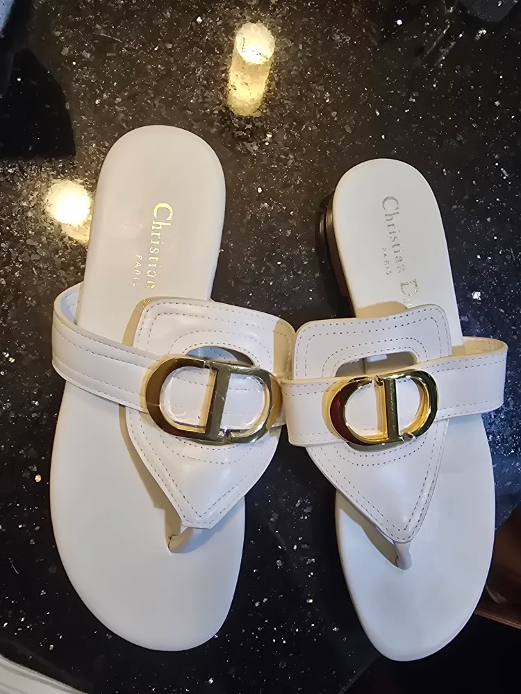 Christian Dior D-Way White Leather Sandals - Size 37 image indicator(2)