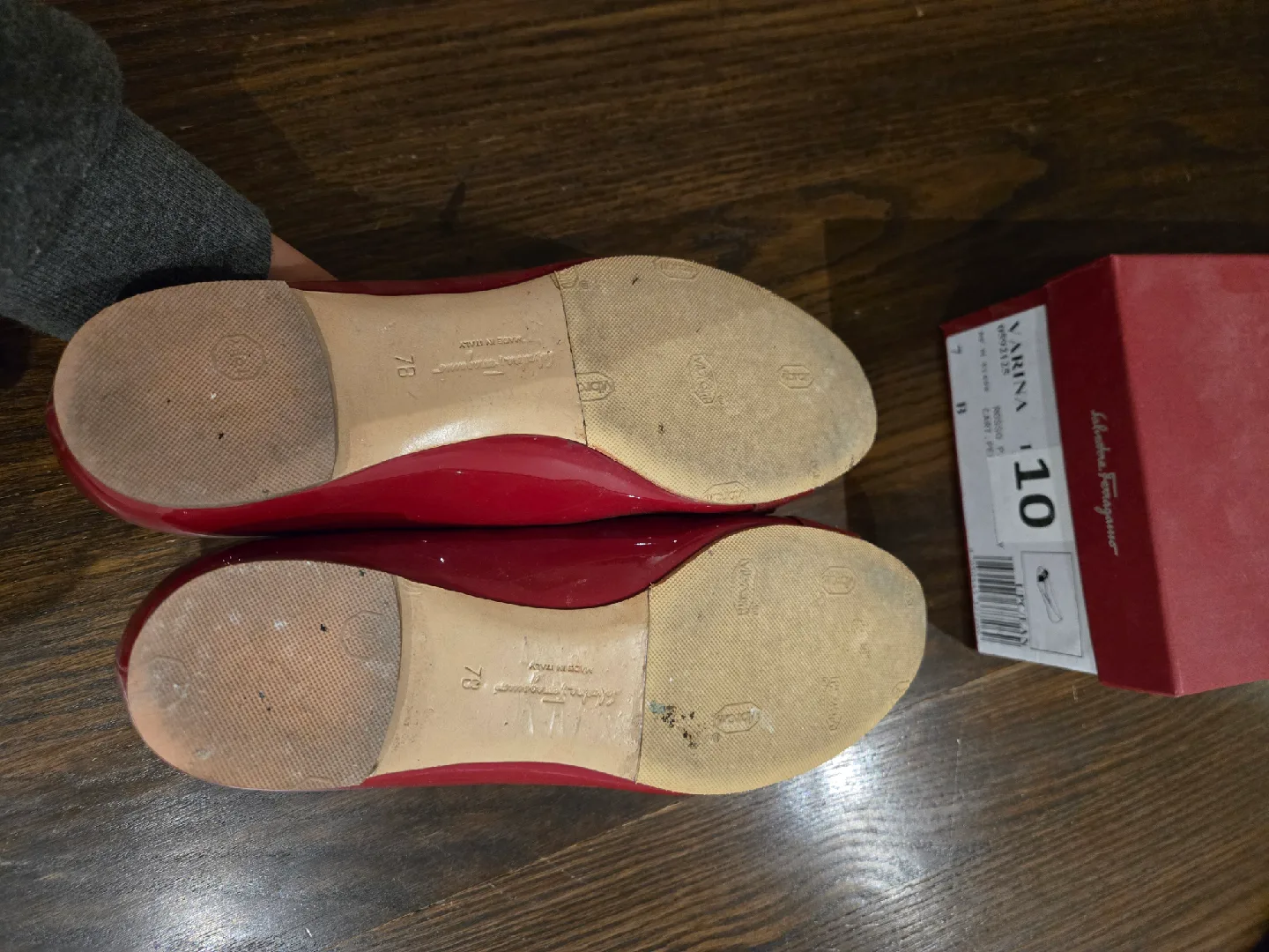 Salvatore Ferragamo Varina Red Patent Leather Flats - Size 7 image indicator(3)