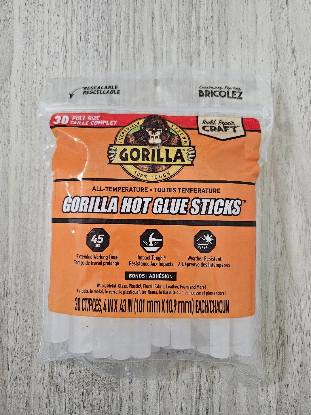 Gorilla Full Size Hot Glue Sticks - 30pcs thumbnail