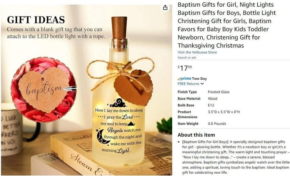New~Night Light Frost Glass Bottle W Bedtime Prayer, Led Lights - photo 4