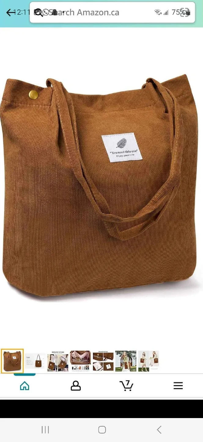 Corduroy Tote Bag - Brown, Navy, Grey image indicator(5)