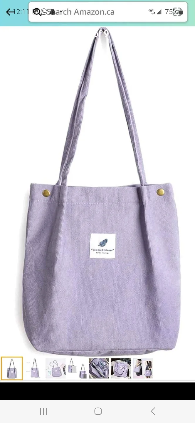 Corduroy Tote Bag - Brown, Navy, Grey image indicator(9)